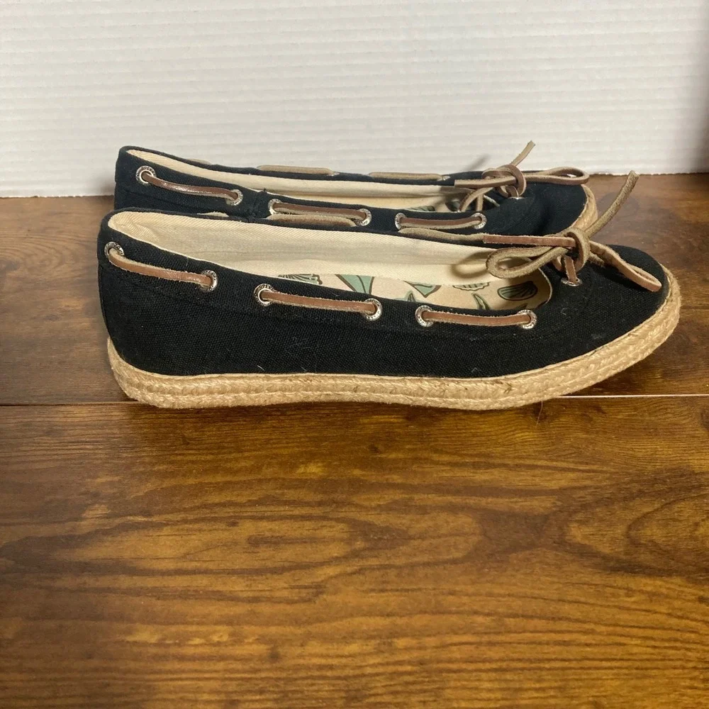 Sperry Top-Sider Womens Black Canvas Espadrille Boat Shoes‎ 9835117 Size 6.5M